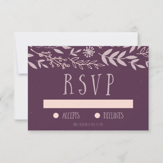 Rustikale Lila Hochzeit RSVP Karte (Vorderseite)