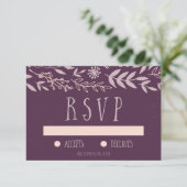 Rustikale Lila Hochzeit RSVP Karte (Stehend Vorderseite)