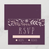 Rustikale Lila Hochzeit RSVP Karte (Vorne/Hinten)