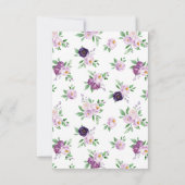 Rustikale lila Hochzeitsblumen RSVP Karte (Rückseite)