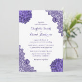 Rustikale Lila Hochzeitsfeier Einladung (Stehend Vorderseite)