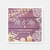 Rustikale Lila Holzbalkenbeleuchtung Serviette (Vorderseite)