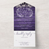 Rustikale Lila Holzsaitenlichter All In One Einladung (Innen Boden)