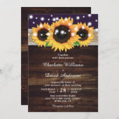 Rustikale Lila Holzsonnenblume Einladung (Vorne/Hinten)