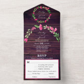 Rustikale Lila Holzstämme Rosa Blumenstrauß UAWG All In One Einladung (Innen Boden)