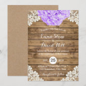 Rustikale Lila Hydrangea Floral Lace Barn Wedding Einladung (Vorne/Hinten)