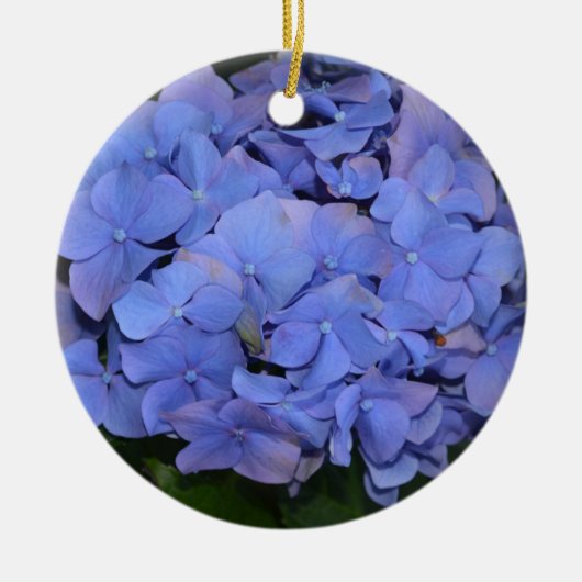 Rustikale Lila Hydrangea makrophylla Keramik Ornament (Vorne)