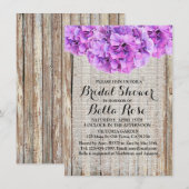 Rustikale lila Hydrangeas Brautparty ph1 Einladung (Vorne/Hinten)