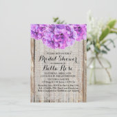 Rustikale lila Hydrangeas Brautparty ph1 Einladung (Stehend Vorderseite)