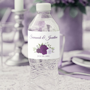 Rustikale Lila & Lavender Rose Elegante Hochzeit Wasserflaschenetikett