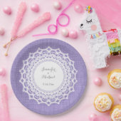 Rustikale Lila Leinenschau und weiße Hochzeit Pappteller (Party)