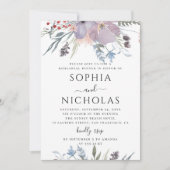 Rustikale lila lila Gartenanlage Probe Dinner Einladung (Vorderseite)