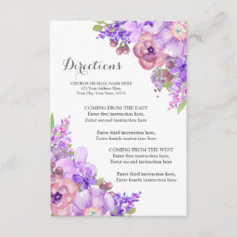 Rustikale lila lila Hochzeits-mit Blumenrichtung Begleitkarte