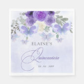 Rustikale Lila Lilac Butterfliegen Quinceanera Serviette (Vorderseite)