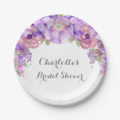 Rustikale Lila Lilac Floral Brautparty Plate Pappteller (Vorderseite)