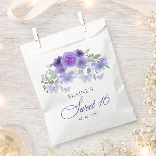 Rustikale Lila Lilac-Schmetterlinge Süß 16 Geschenktütchen (Ausgeschnitten)