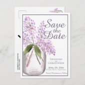 Rustikale Lila Lilacs Wedding Save the Date Einladungspostkarte (Vorne/Hinten)