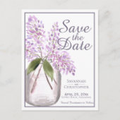 Rustikale Lila Lilacs Wedding Save the Date Einladungspostkarte (Vorderseite)