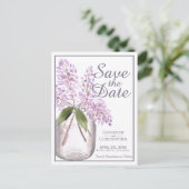 Rustikale Lila Lilacs Wedding Save the Date Einladungspostkarte (Stehend Vorderseite)