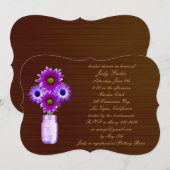 Rustikale Lila Mason Jar Bridal Dusche Einladung (Vorne/Hinten)