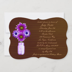 Rustikale Lila Mason Jar Bridal Dusche Einladung
