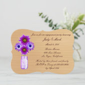 Rustikale Lila Mason Jar Engagement Party einladen Einladung (Stehend Vorderseite)