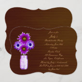 Rustikale Lila Mason Jar Junggeselinnen-Abschied E Einladung (Vorne/Hinten)