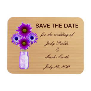 Rustikale Lila Mason Jar speichern das Date Magnet