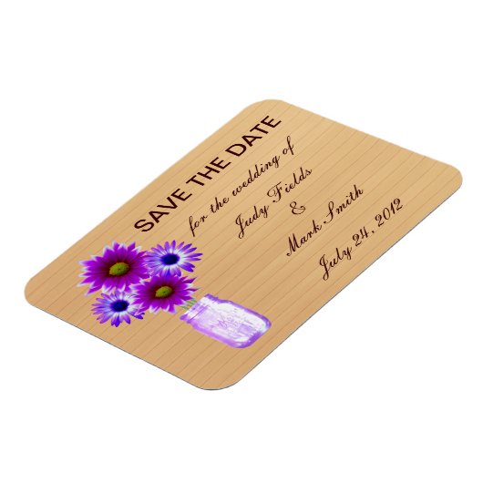 Rustikale Lila Mason Jar speichern das Date Magnet (Linke Seite)