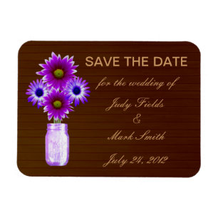 Rustikale Lila Mason Jar speichern das Date Magnet