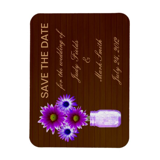 Rustikale Lila Mason Jar speichern das Date Magnet (Vertikal)