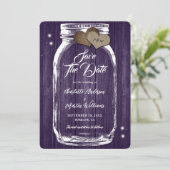 Rustikale Lila Mason Jar Wood Wedding Save The Date (Stehend Vorderseite)