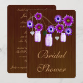 Rustikale Lila Mason Jars Bridal Dusche Einladung (Vorne/Hinten)