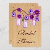 Rustikale Lila Mason Jars Bridal Dusche Einladung (Vorne/Hinten)