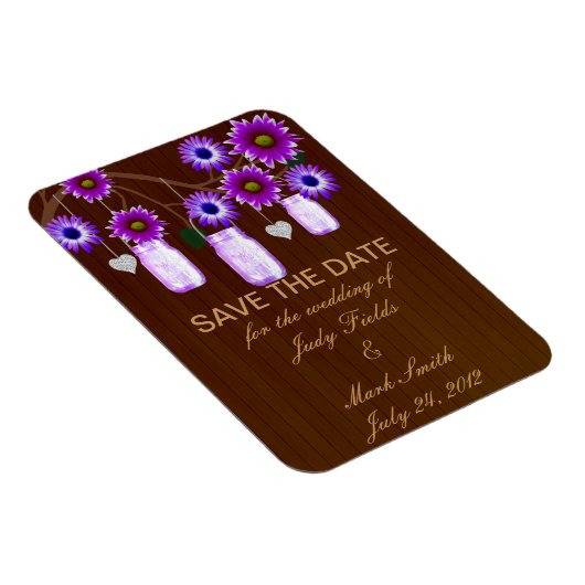 Rustikale Lila Mason Jars speichern das Date Magne Magnet (Rechte Seite)