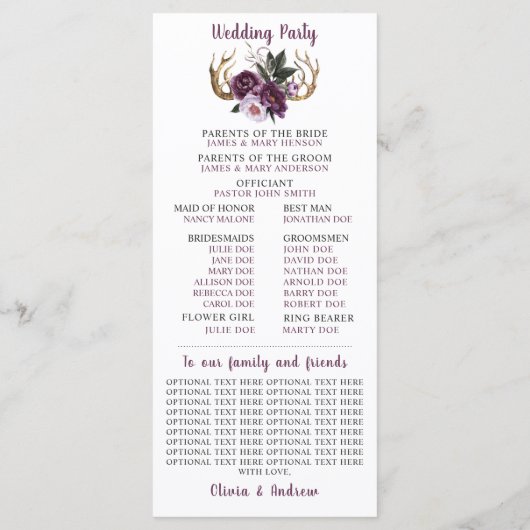 Rustikale Lila Pflaumenpanzer Programm (Rückseite)