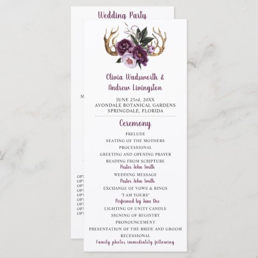 Rustikale Lila Pflaumenpanzer Programm (Vorne/Hinten)