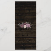 Rustikale Lila Rose Aquarellblume auf Holz Menükarte (Rückseite)