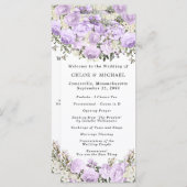 Rustikale Lila Rose Blumenhochzeit Programm (Vorne/Hinten)