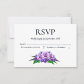 Rustikale Lila Rose Blumenhochzeit RSVP Karte (Vorderseite)
