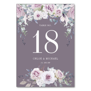 Rustikale Lila Rose Blumentisch Tischnummer