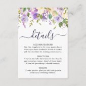 Rustikale Lila Rose Blumenzettel Begleitkarte (Vorderseite)