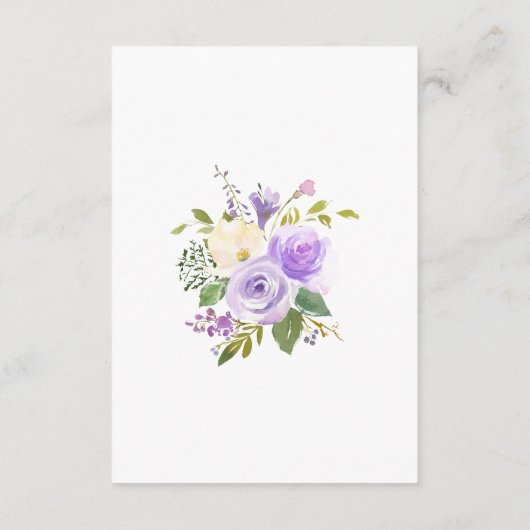 Rustikale Lila Rose Blumenzettel Begleitkarte (Rückseite)