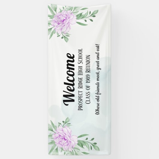 Rustikale Lila Rose Eucalyptus Class Wiedersehen Banner (Vertikal)