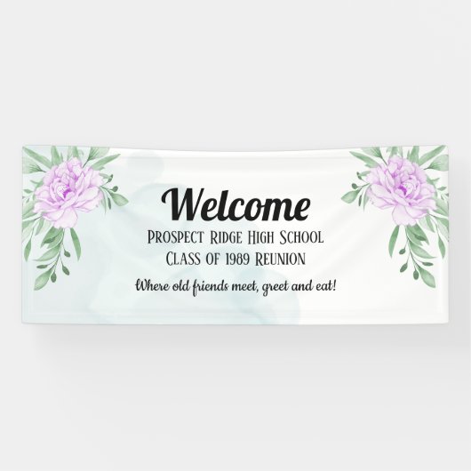 Rustikale Lila Rose Eucalyptus Class Wiedersehen Banner (Horizontal)