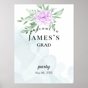 Rustikale Lila Rose Eukalyptus Abschluss Willkomme Poster