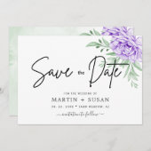 Rustikale Lila Rose Floral Eucalyptus Boho Wedding Save The Date (Vorne/Hinten)
