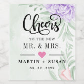 Rustikale Lila Rose Floral Eucalyptus Boho Wedding Weinetikett (Einzelnes Label)