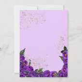 Rustikale Lila Rose Glitzer Gown Fiesta Quinceañer Einladung (Rückseite)