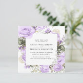 Rustikale, Lila Rose Save the Date Einladung (Stehend Vorderseite)